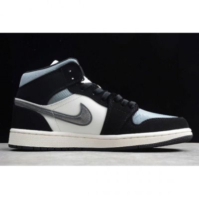 Nike Air Jordan 1 Mid Mavi / Siyah Basketbol Ayakkabısı Türkiye - 9QSFJNHE